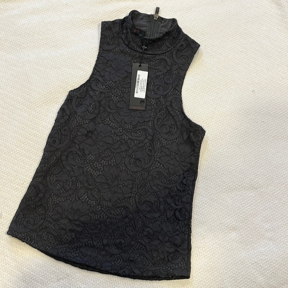 NWT Greyson XS Lennox Lace Mock Neck Top